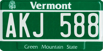 VT license plate AKJ588