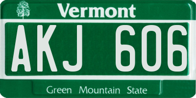 VT license plate AKJ606