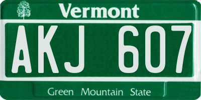 VT license plate AKJ607