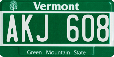 VT license plate AKJ608