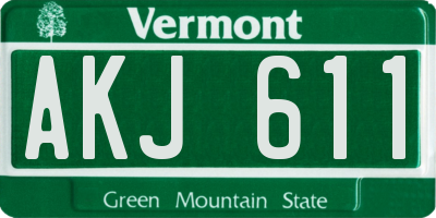 VT license plate AKJ611