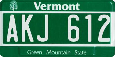 VT license plate AKJ612