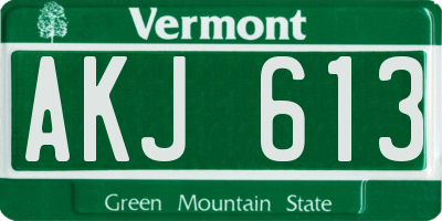 VT license plate AKJ613