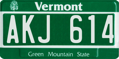 VT license plate AKJ614