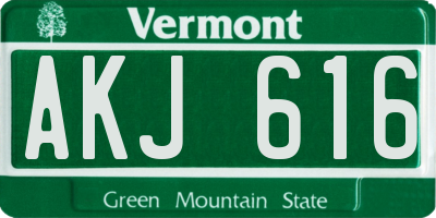 VT license plate AKJ616