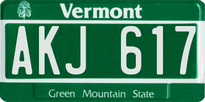 VT license plate AKJ617