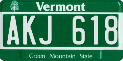 VT license plate AKJ618