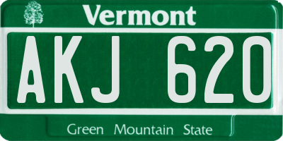 VT license plate AKJ620