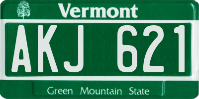 VT license plate AKJ621