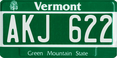 VT license plate AKJ622
