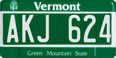 VT license plate AKJ624