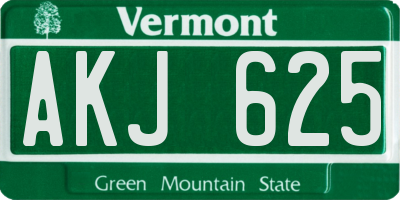 VT license plate AKJ625