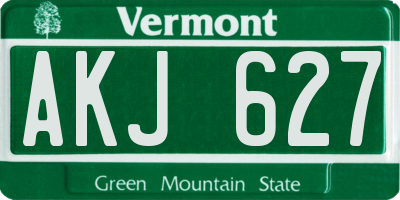 VT license plate AKJ627