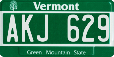 VT license plate AKJ629
