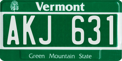 VT license plate AKJ631