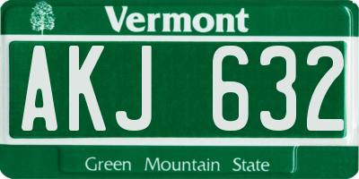 VT license plate AKJ632