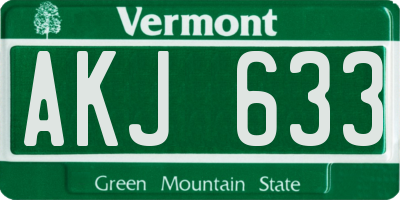 VT license plate AKJ633