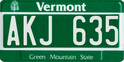 VT license plate AKJ635