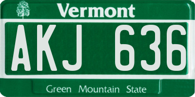 VT license plate AKJ636