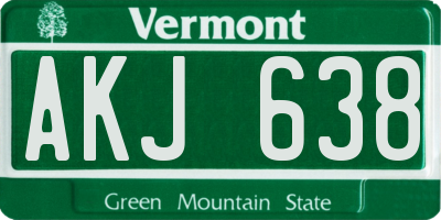 VT license plate AKJ638