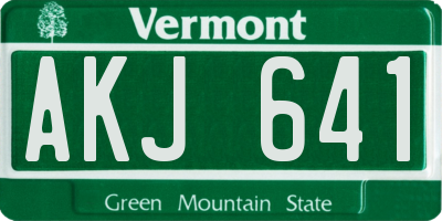 VT license plate AKJ641