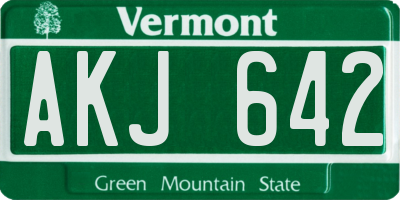 VT license plate AKJ642