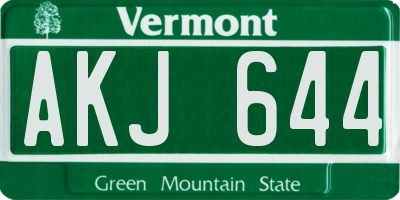 VT license plate AKJ644