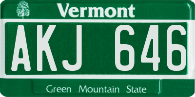 VT license plate AKJ646