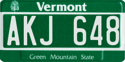 VT license plate AKJ648