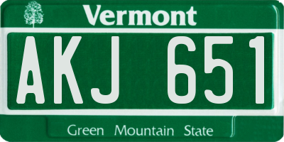 VT license plate AKJ651