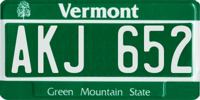 VT license plate AKJ652
