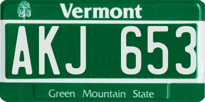 VT license plate AKJ653