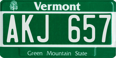 VT license plate AKJ657