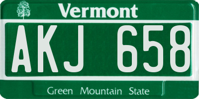 VT license plate AKJ658
