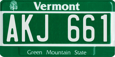 VT license plate AKJ661