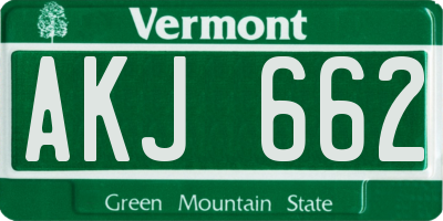 VT license plate AKJ662