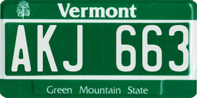 VT license plate AKJ663