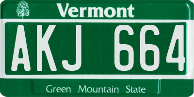 VT license plate AKJ664