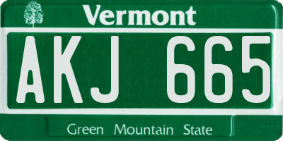 VT license plate AKJ665