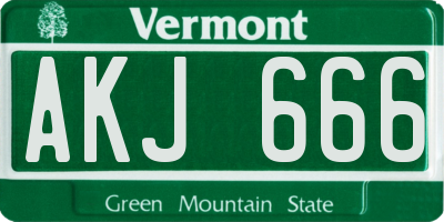 VT license plate AKJ666
