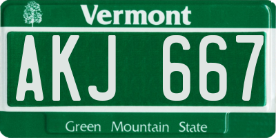 VT license plate AKJ667