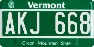 VT license plate AKJ668