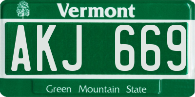 VT license plate AKJ669