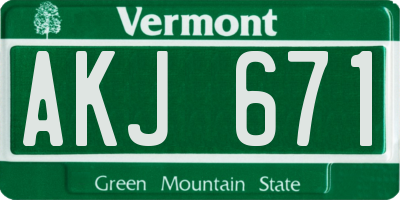 VT license plate AKJ671