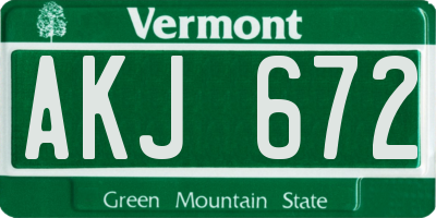 VT license plate AKJ672