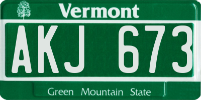 VT license plate AKJ673