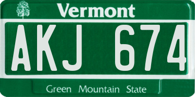 VT license plate AKJ674
