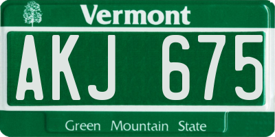 VT license plate AKJ675