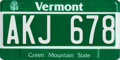 VT license plate AKJ678