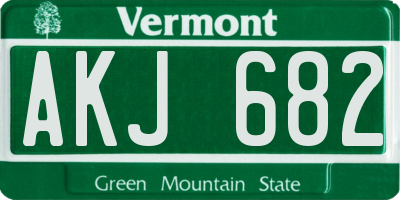 VT license plate AKJ682